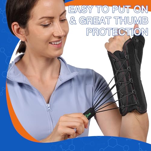 Wrist Brace with Thumb Support (Black, One Size, Right Hand)