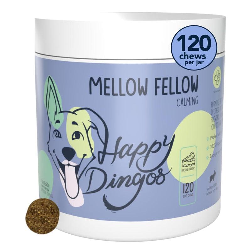 Calming Chews for Dogs for Anxiety, Relaxation, Everday Stress, Thunder Support, Separation Anxiety - with Hemp, Chamomile, Valerian Root, Melatonin - Bacon (120ct)