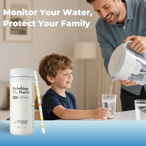 TESPERT Drinking Water Test Strips 125ct, Lead Home Tap Well Water Test Kit 16 in 1 Drinking Water Testing Kit