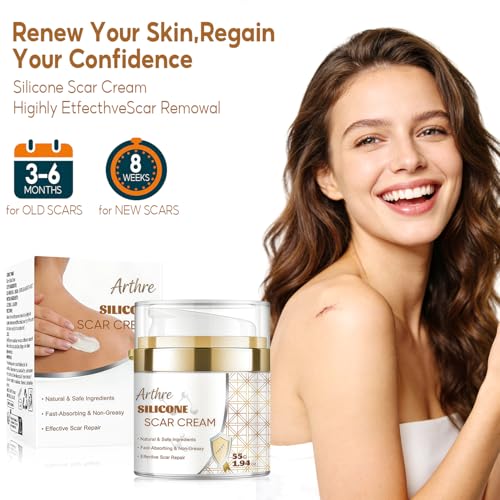 Advanced Silicone Scar Gel Cream, Professional Scar Removal Treatment for C-Section Surgery, Injury, Acne, Burn, Keloid & Stretch Marks, Works on Both Old and New Scars, 55g (1.94 Oz)