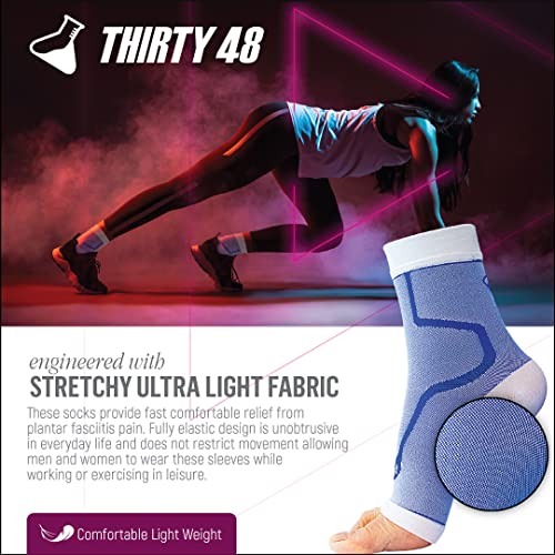 Thirty48 Plantar Fasciitis 20-30 mmHg Ankle Compression Socks, Foot Brace Black & Grey (2 Pairs) Medium