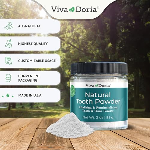 Viva Doria Remineralizing & Whitening Tooth Powder, 3 oz Glass Jar 3 Ounce (Pack of 1)
