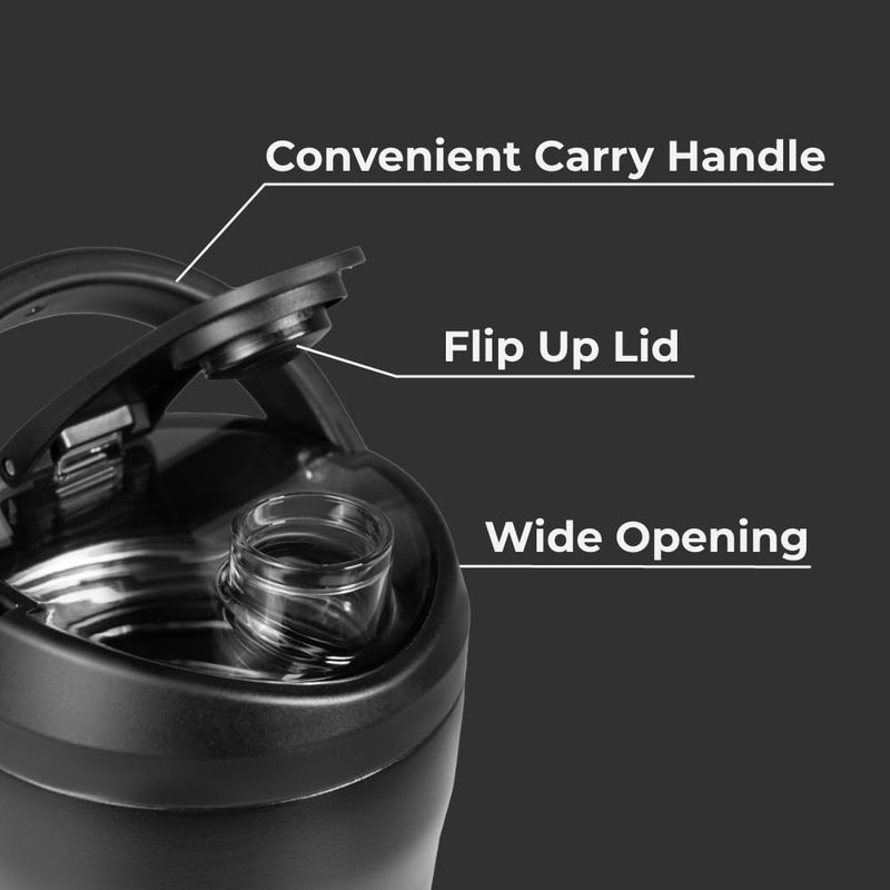 HydroJug 24 oz New Stainless Steel Shaker ‚Äì Insulated, Leakproof, BPA-Free with Silent Mixing Grate ‚Äì No Clumps, No Noise ‚Äì Premium Shaker for Fitness, Sports & Everyday Use, Black 24oz - BeesActive Australia