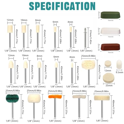 137PCS Buffing Wheel Polishing Kit Compatible with Dremel,Felt Wool Pad Set with Polish Compound,Rotary Tool Accessories with 1/8" Shank,Abrasive Wheel Buffing Polishing for Metal Polishing 137PCS