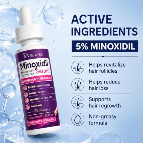 Minoxidil 5% Hair Regrowth Treatment for Women, 2-Month Supply 2.03 Fl Oz (Pack of 2)