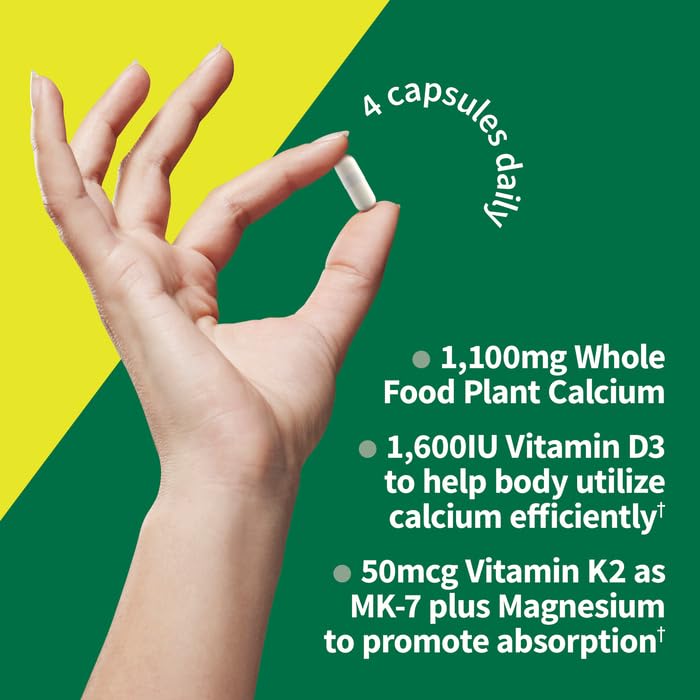 Garden of Life Raw Calcium Supplement for Women and Men - Vitamin Code Made from Whole Foods with Magnesium, K2, Vitamin D3 and Vitamin C Plus Probiotics for Digestion, 60 Capsules 60 Count (Pack of 1)