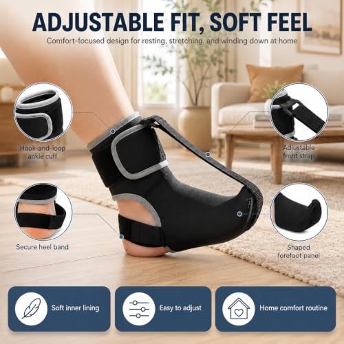 Plantar Fasciitis Night Splint Sock, Soft Adjustable Foot Sock with Arch Supports Massage Ball for Sleeping, Relief Heel Pain Achilles Tendonitis Foot Drop for Women Men