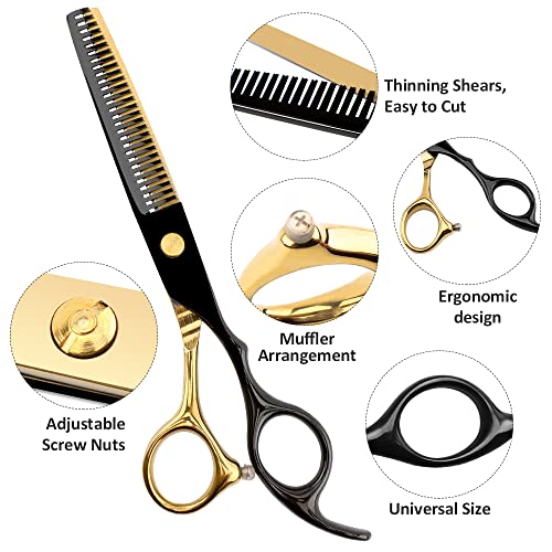 6.7inch Black Gold Hairdressing Hair Cutting Scissors Set