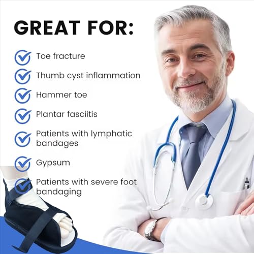 Cast Shoe Foot Fracture Support with Adjustable Strap, Post Op Shoe Women Men Broken Toe, Left or Right Feet Orthopedic Operations Surgery Shoe for Foot Sprains Ankle Fractures Toes Rehabilitation X-Large