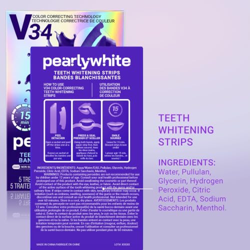 V34 Purple Teeth Whitening Strips, 20 Treatments, 40 Count 10 Count (Pack of 4)