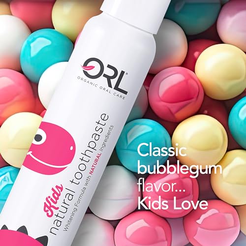 ORL Fluoride-Free, Natural Hydroxyapatite Toothpaste, Organic Xylitol. Helps Strengthen Teeth, Prevent Cavities, Non-Toxic Ingredients. Natural Bubblegum Flavor 4 oz. Made is USA