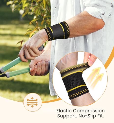 Copper Infused Compression Wrist Support Brace with Adjustable Wrap, Medium