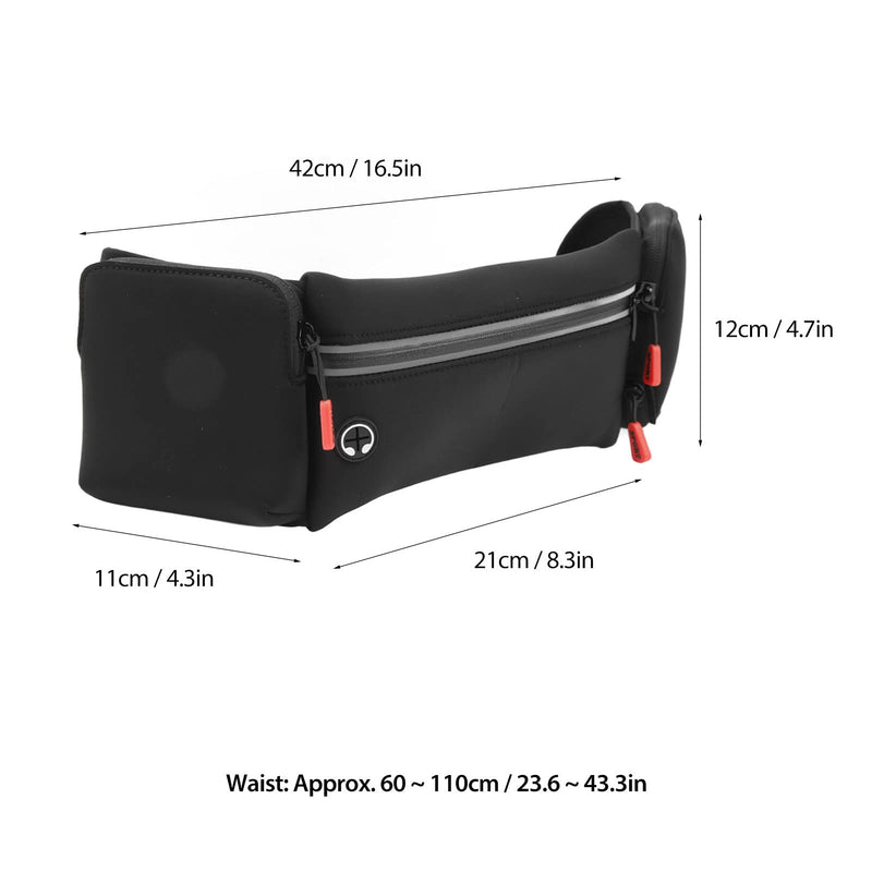 Running Belt with Water Bottle, Adjustable Elasticated Waistband Running Belt for Women, Breathable Running Hydration Belt, for Jogging Hiking Cycling (Black) Black
