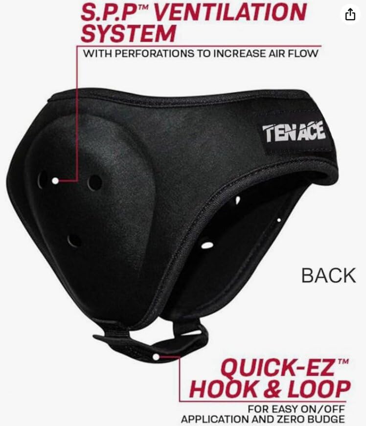 Tenace Earguard for Wrestling, Grappling, MMA, JJB, Rugby, Martial Arts Black
