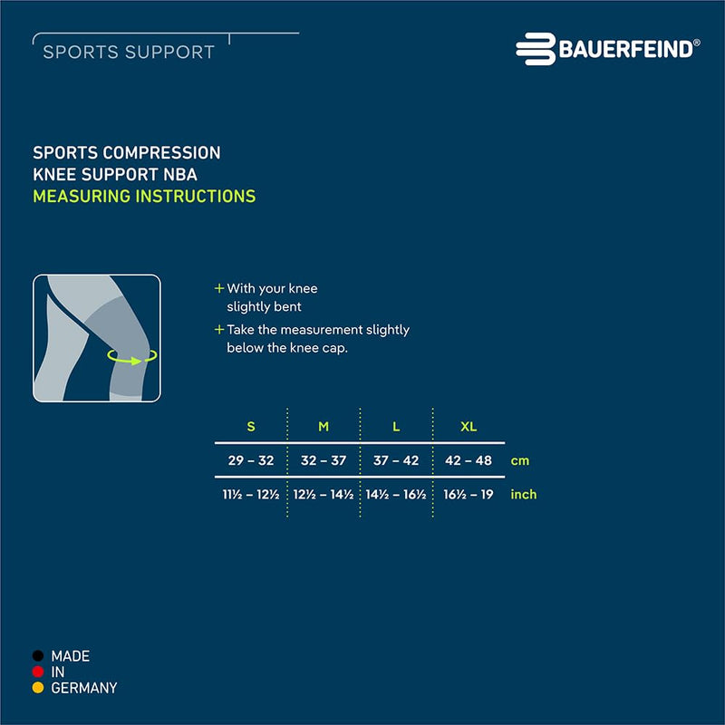 Bauerfeind Sports Compression Knee Support NBA - Lightweight Design with Gripping Zones for Basketball Knee Pain Relief & Performance with Team Designs (Black, L) Large Black - BeesActive Australia