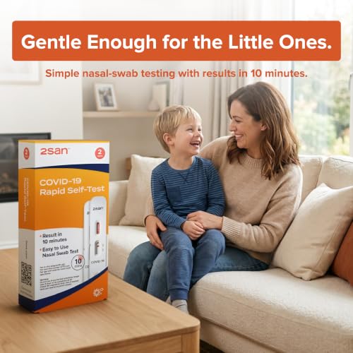 2San COVID-19 Home Test, Antigen Rapid Test, Results in 10 Minutes, FDA Cleared, Covid Test Kit at Home, Easy to Use Nasal Swab for Home (2 Pack) 1