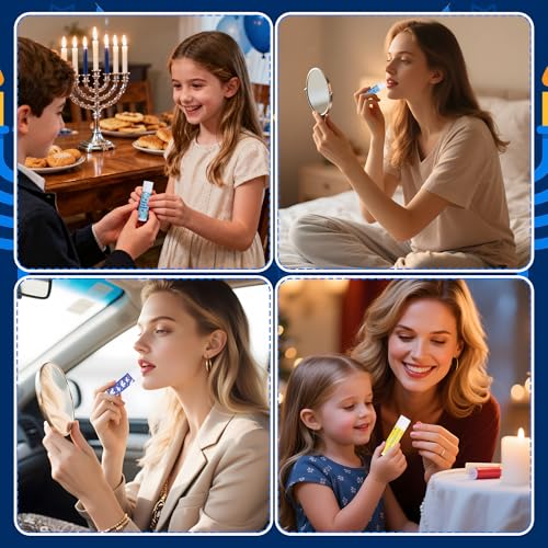 48 Pcs Hanukkah Gifts Include Lip Balm Thank You Tag Organza Bag for Women Birthday Hanukkah Gifts 48