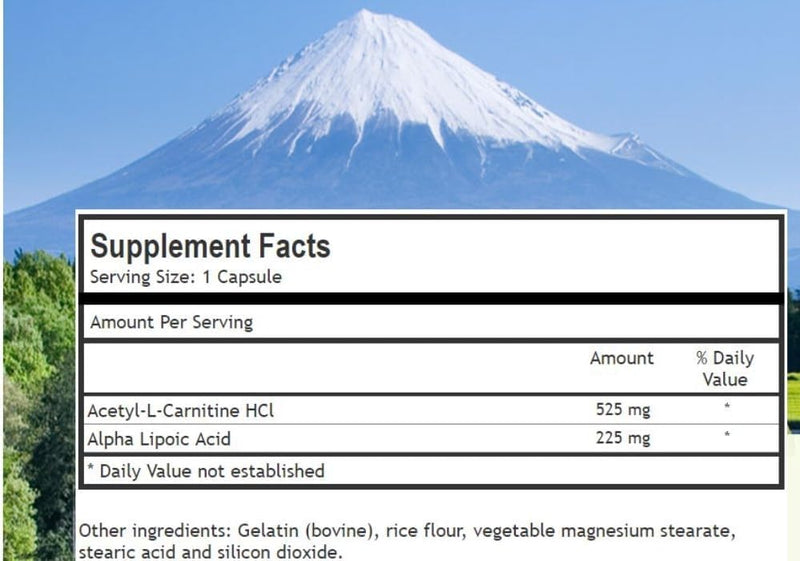Alpha Lipoic Acid with Acetyl L Carnitine - ALA ALC Anti Aging Health & Wellness Formula to Support Nerve Health, Tingling Feet, Hands, Limbs 60 Vitamin Complex Capsules