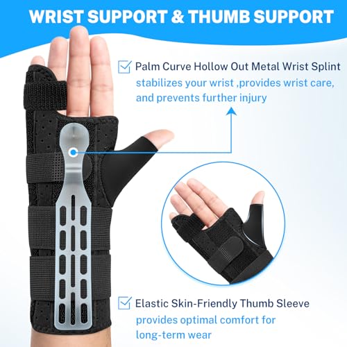 Pinky Finger Splint with Carpal Tunnel Wrist Brace & Thumb Brace Black-Left