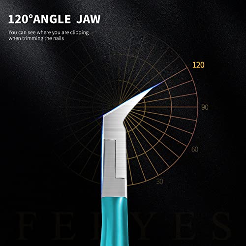 FERYES Toenail Clipper Straight Blade for Ingrown and Thick Nails - Stainless Steel and Sharp Pointed Tip Ingrown Nail Clipper – Wide Jaw Toe Nail Cutter Podiatry Tool Peacock Green 1 PCS Peacock Green Straight Blade