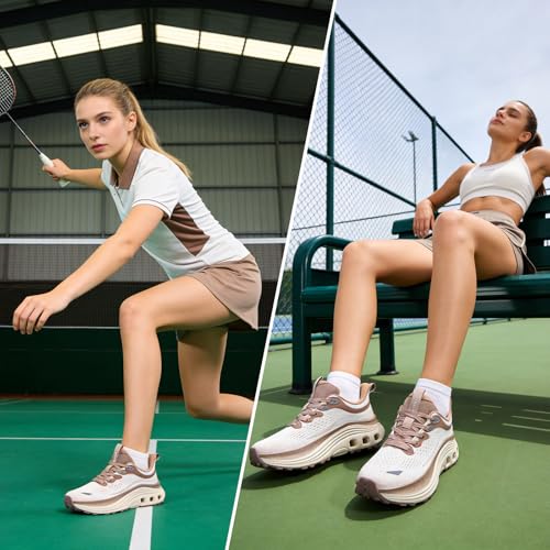 Women's Wide Toe Walking Shoes - Cushioned Orthopedic Sneakers Breathable Non Slip Athletic Tennis Shoe for Running Gym Workout Daily Wear 7.5 Wide Beige/Khaki