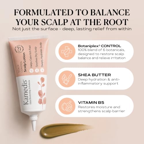 KAMEDIS Scalp Moisturizer Lotion For Dry, Itchy, Dandruff, Flaky & Sensitive Scalp. Over-Night Mask Treatment Botanicals-Based. Parabens Free. 3.38 Fl Oz. 1 Scalp Lotion