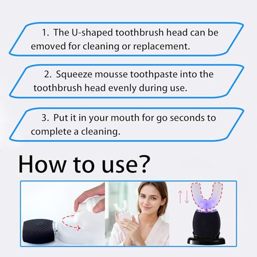Automatic Toothbrush for Adult Rechargeable Waterproof Timer Travel White