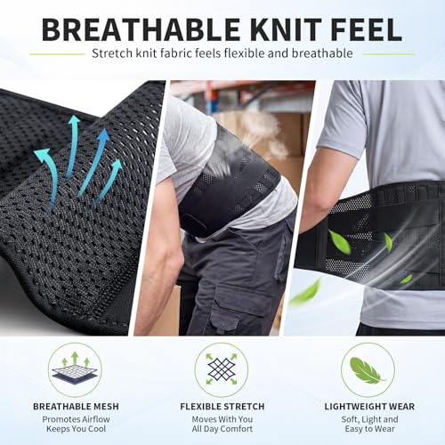 CAMBIVO Back Brace with 9-Stay Adjustable Lumbar Support Belt, BS10 Black Large