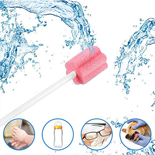 Wellgler's Oral Care Swabs - Disposable Mouth Cleaning Spong swabs (250count, Pink) 250 Count (Pack of 1)