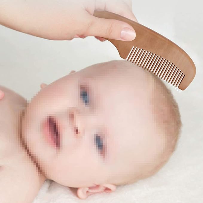 YideaHome Hair Brush, Baby Brush, Comb, Set of 2, Wooden Handle, Newborn, Hair Brush, Toddler Comb, Goat Hair, Natural Wood, Scalp Massage, Newborn, Baby, Baby Shower, Gift - BeesActive Australia