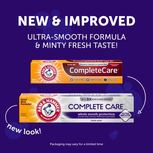 Arm & Hammer Advance White Toothpaste, Clean Mint Flavor, Stain Defense Technology, 6.0oz (4-Pack) & Complete Care Toothpaste, Fresh Mint Flavor, Whole Mouth Protection, 6.0oz (4-Pack)