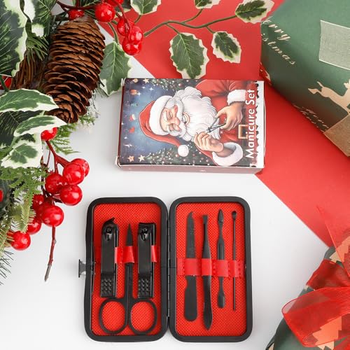 Nail Kit Manicure Kit Men's Gift Travel Toe Nail Clippers for Husband Women Manicure Set for Birthday Gifts for Menoiletries Gift for Father's Day Grandparents Friends Red and Black