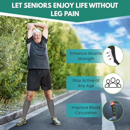 NEWZILL Compression Calf Sleeves (20-30mmHg) for Men & Women Perfect Option to Compression Socks for Running Travel Nursing S/M (see Size Chart) [3-pairs] Black/White/Gray