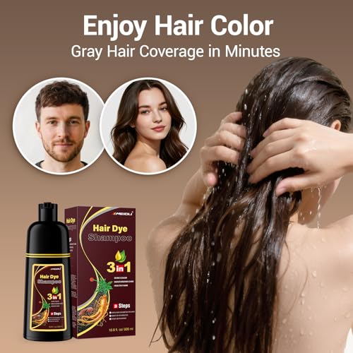 IIIMEIDU MEIDU Dark Brown Hair Dye Shampoo 3 in 1 for Women Men