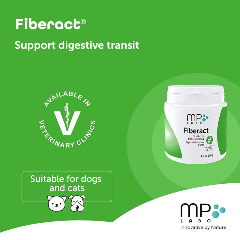 MP Labo Fiberact 100 g Jar - Supports Intestinal Transit for Dogs and Cats - Blond Psyllium Husk Powder