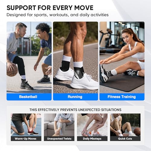 2 Pack Ankle Brace Compression Support for Men Women, Adjustable Lace-Up Ankle Stabilizer with Straps, Breathable Support for Running, Basketball, Gym, Sprained Ankle & Daily Use (Gray)