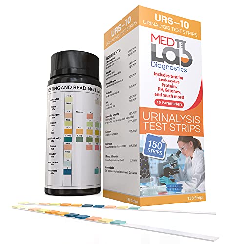 Med Lab 10 Parameter Urine Test Strips for Urinalysis, 150 Strips