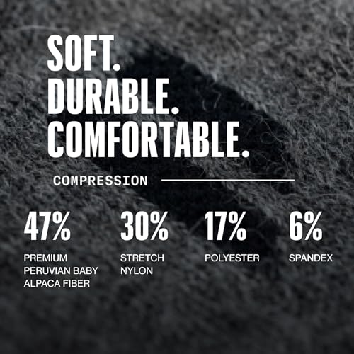 HOLLOW Alpaca Compression Socks for Women & Men, 15-20 mmHg Wide Calf Medium Grey