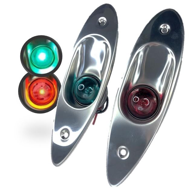 Pactrade Marine Boat Navigational Side Bow Tear Drop Lights Stainless Steel Flush Mount