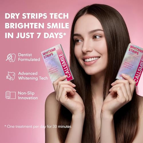 CALLSMILE Whitening Strips for Teeth Sensitive: 64 Strips Gentle Teeth Whitening Strips Enamel Safe Non-Slip Dry Strip Technology Residue Free Daily Oral Care, Mint Mint+Mint sea salt 64 Count (Pack of 1)