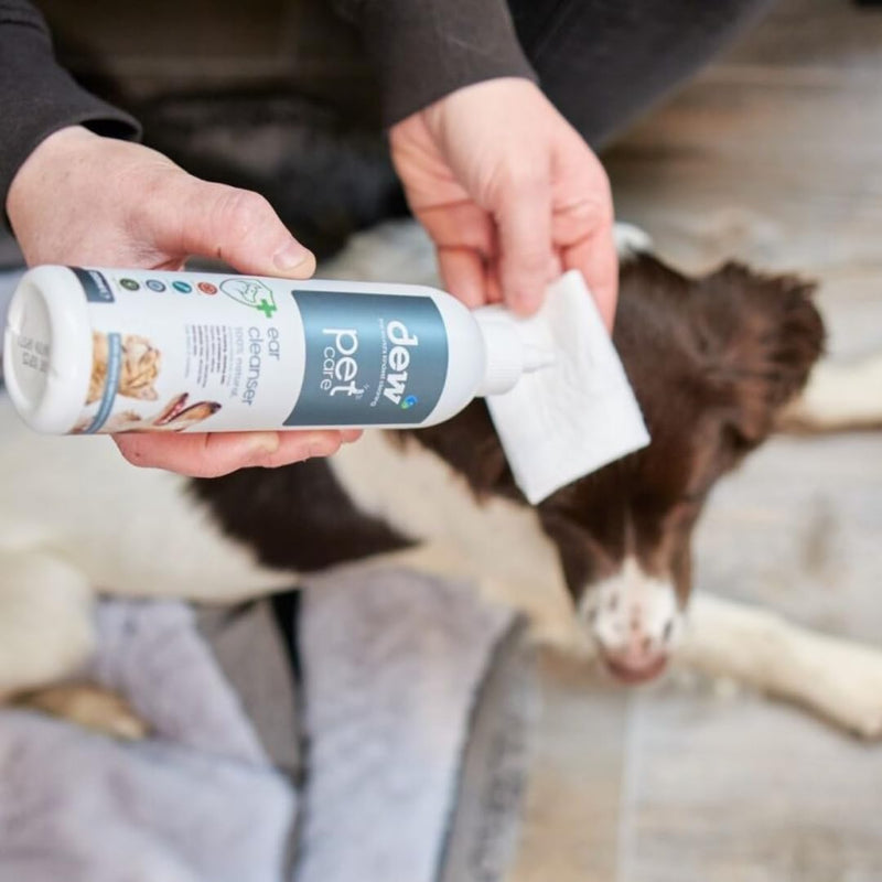 Dew Pet Ear Care 250ml: 100% Natural Dog Ear Cleaner Solution | Antibacterial Drops for Treatment of Dogs & Cat Ear Itching, Wax, Odour & Dirt | Fast Acting Aural Wash Prevents Infection 250 ml (Pack of 1)