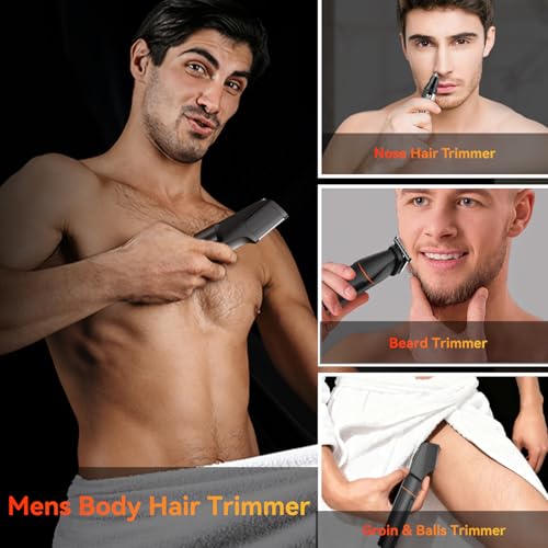 MAXGROOM Manscape Body Hair Trimmer for Men, Waterproof Pubic, Groin & Ball Shaver, No-Nick Mens Electric Grooming Kit with LED Display, USB Rechargeable, Adjustable Guide Comb Black