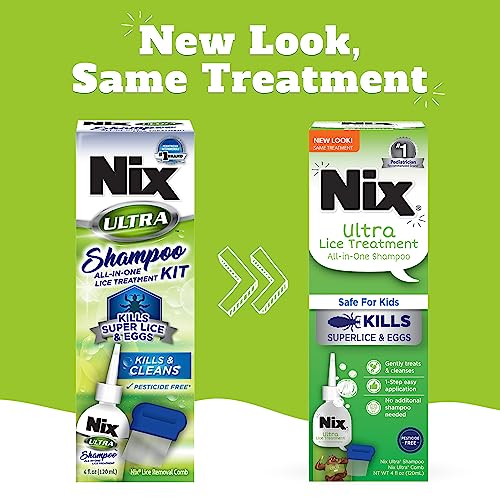 Nix Ultra Hair Treatment Solution & Shampoo Kit with Combs, 3.4 fl oz & 4 Fl Oz