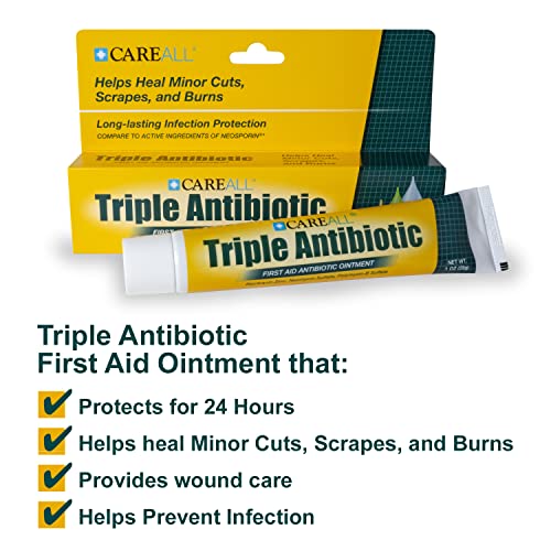 CareAll Triple Antibiotic Ointment 1.0 oz (4 Pack), First Aid Ointment for Minor Scrapes, Cuts, and Burns to Help Prevent Infection, Compare to the Active Ingredients of the Leading Brand 1 Ounce (Pack of 4)