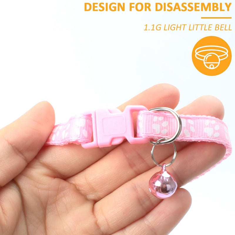 MJIYA Cat Collar with Bell, Breakaway Grid Collar with Plastic Buckle, Light Adjustable, Nylon, Kitty Collars Pink - BeesActive Australia