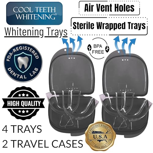 Pro Strength Teeth Whitening Gel Bundle 44% Carbamide Peroxide Gel with 5 Syringes & Moldable Whitening Trays (4 Pc) and Cases Enamel Safe, Removes Coffee Stains for a Bright White Smile