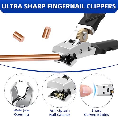 Thick Toenail Clippers for Seniors, Professional Edgy Nail Clippers for Men, Heavy Duty Large Finger Nail Clippers Adult, Angled Head Nail Clippers Cutters with Long Handle (4PCS Nail Clippers Set) 4PCS Nail Clippers Set
