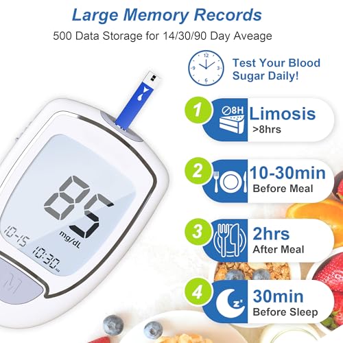 Glucose Monitor Kit, High Accuracy Blood Sugar Testing Kit with 100 Glucometer Strips & 100 Lancets, Larger-Screen Glucose Monitor with Lancing Devices, No Coding, Portable for Home or Travel Blood Glucose Monitor Kit
