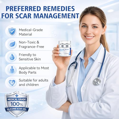 Scar Cream - Advanced Silicone Scar Gel, Professional Scar Removal Cream for Surgical Scars, C-Section, Stretch Marks, Acne, Injury, Burns, Keloids, Old and New Scars (1.76 fl oz)