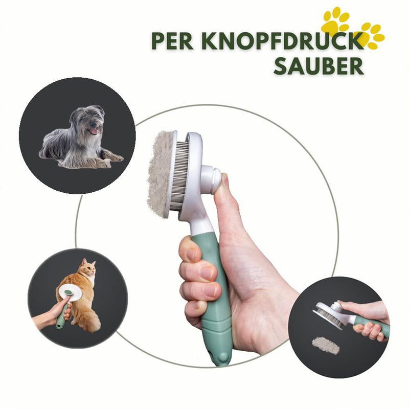SGG dog brush cat brush - care for short and long hair - cleaning at the touch of a button - grooming accessories for dogs and cats - self-cleaning slicker brush - massage brush - BeesActive Australia